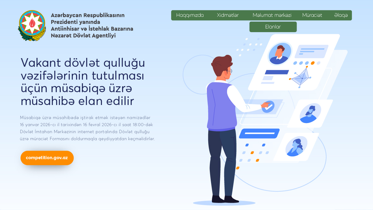 Vakant dövlət qulluğu vəzifələrinin tutulması üçün ümumi müsahibə ELANI